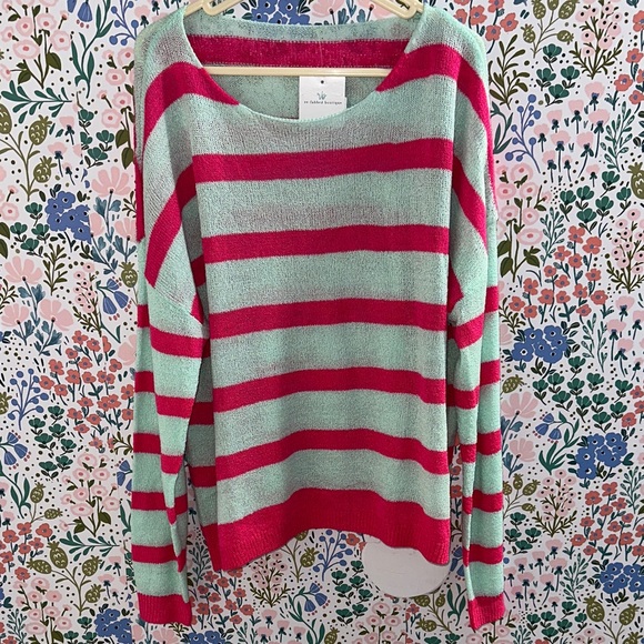 Re-Fabbed Boutique Sweaters - Vibrant Striped Sweater in Pink and Turquoise